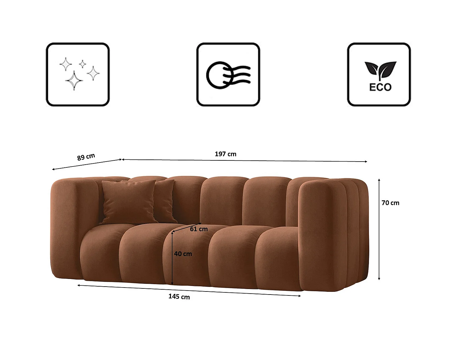 Sofa Zweisitzer-Sofa Grand Modular Stoff Salvador Braun