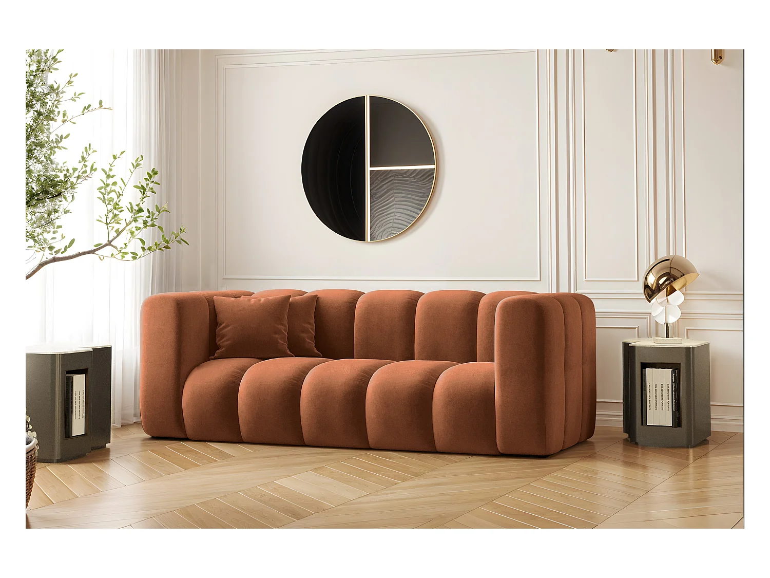 Canapé Canapé deux places Grand Modular tissu Salvador Brown