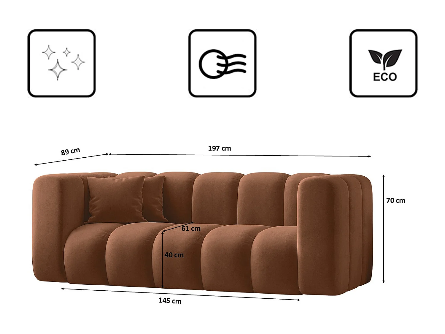 Sofa Zweisitzer-Sofa Grand Modular Stoff Salvador Braun