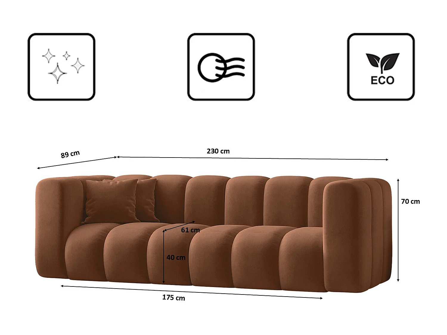 Driezitsbank Grand Modular Stof Salvador Bruin