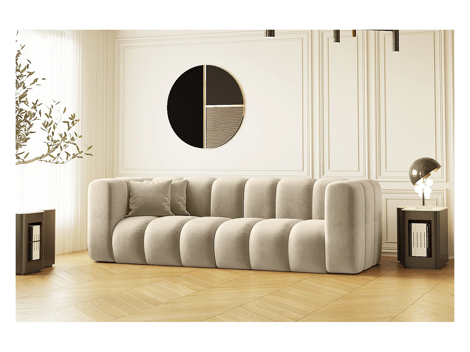 Canapé trois places Grand Modular tissu Salvador Beige