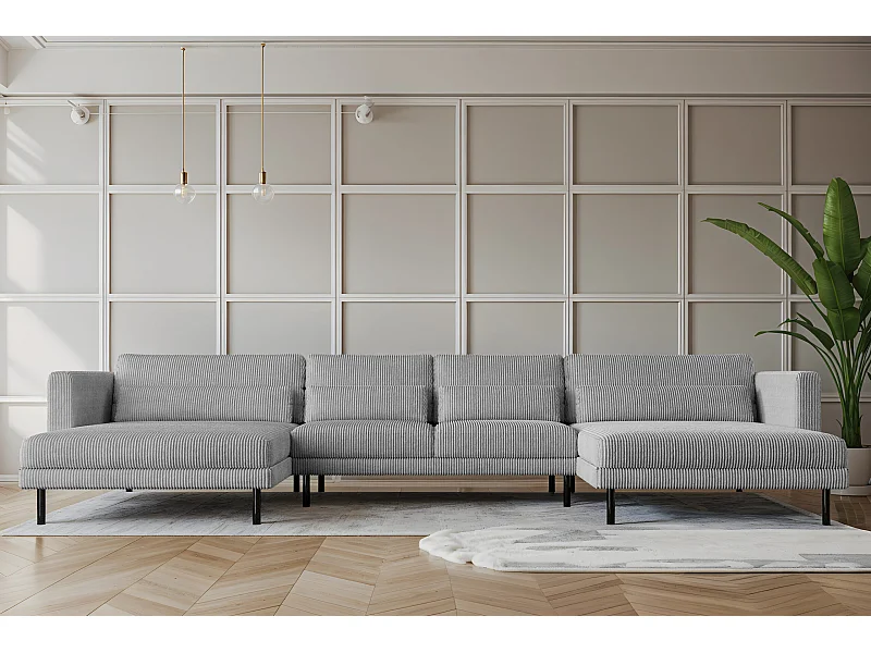 Ecksofa DANI in U-Form Stilvolles Stoff Poso Silber