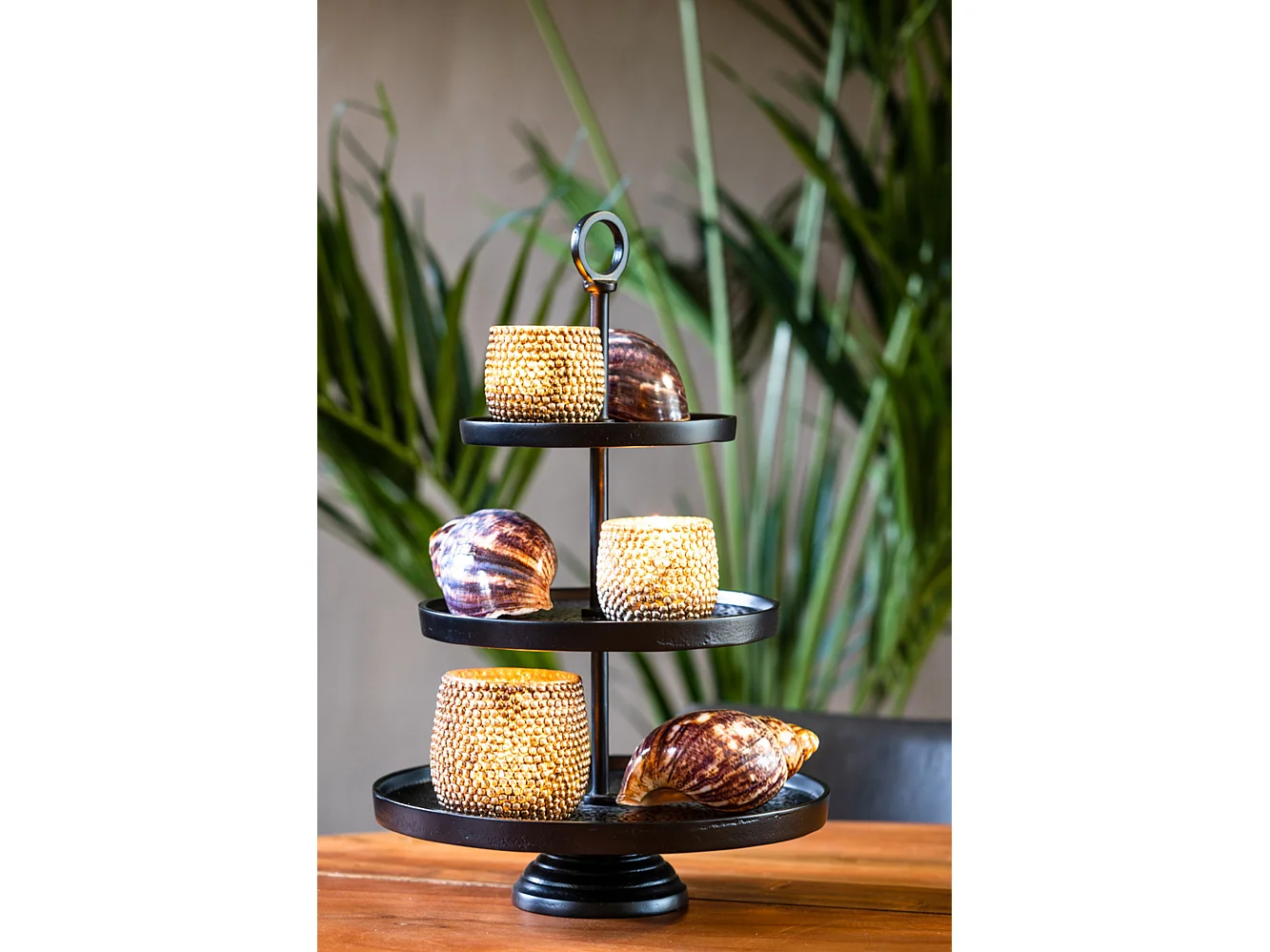 Etagere LUTEK - Ø32x48cm - Zwart