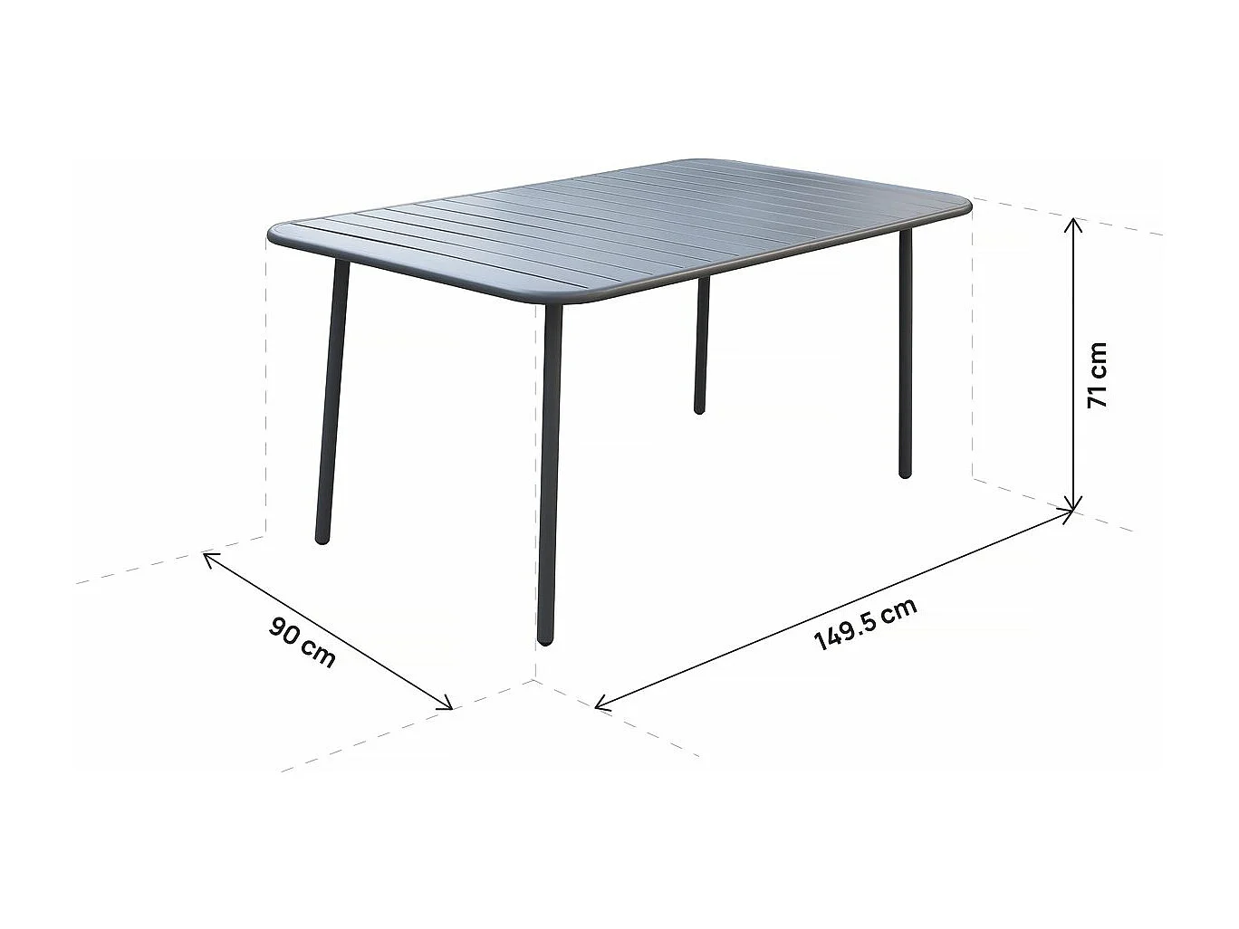 Metalen tuintafel "Bilbao" - 150 x 90 x 71 cm - Grijs