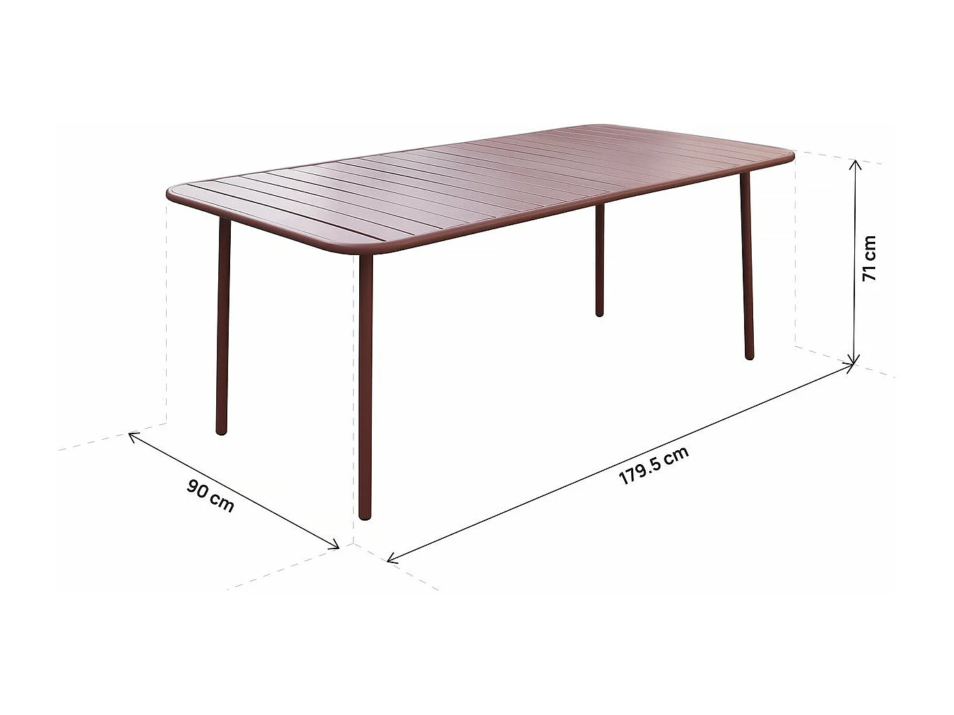 Bilbao metalen tuintafel - 180 x 90 x 71 cm - Terracotta