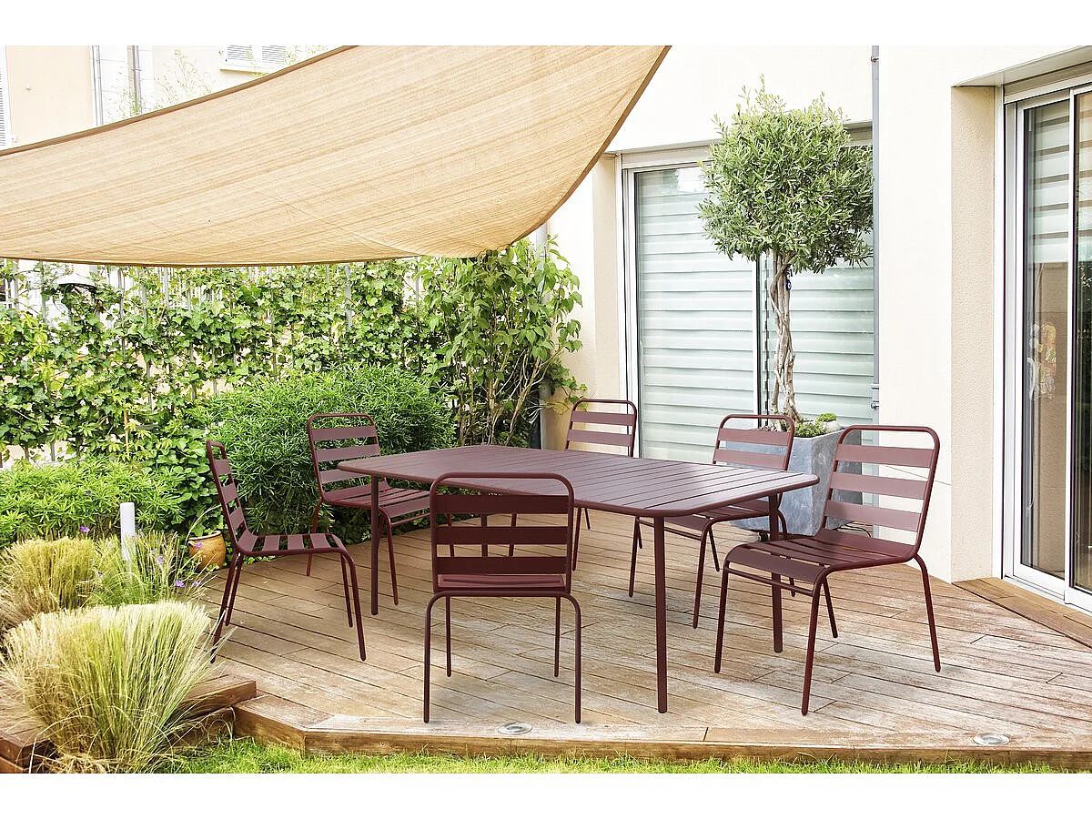 Mesa de jardim em metal "Bilbao" - 180 x 90 x 71 cm - Terracota