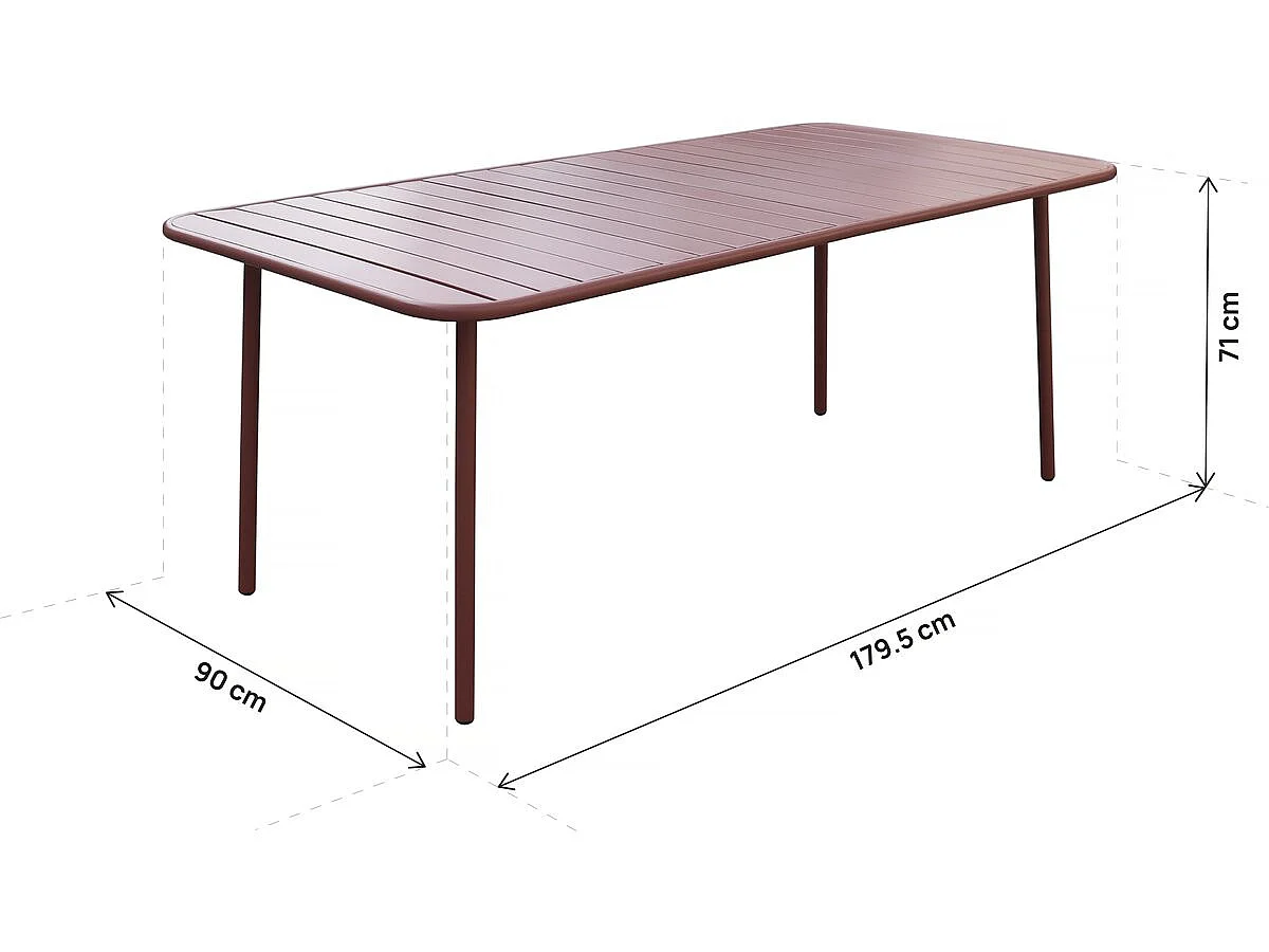 Mesa de jardim em metal "Bilbao" - 180 x 90 x 71 cm - Terracota