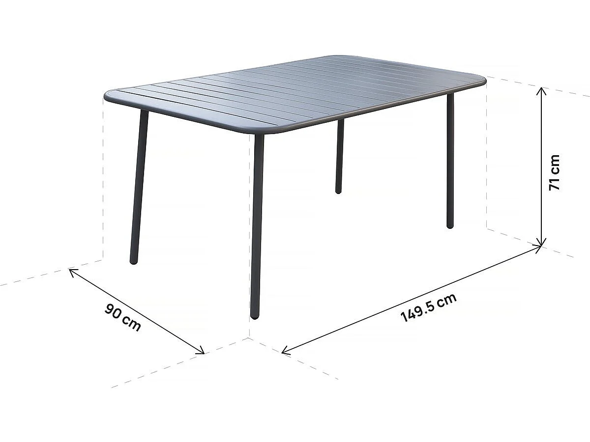 Metall utomhusmatbord "Bilbao" - 8 platser - Taupe - 180 x 90 x 71 cm