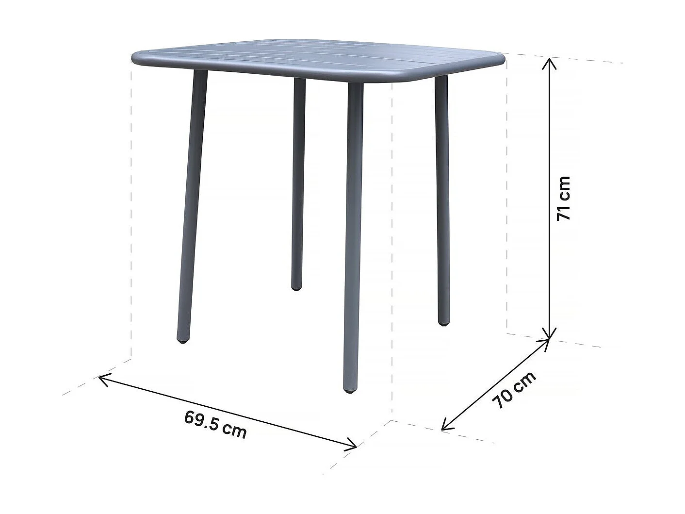 Table de jardin en métal "Bilbao" - 70 x 70 x 71 cm - Gris
