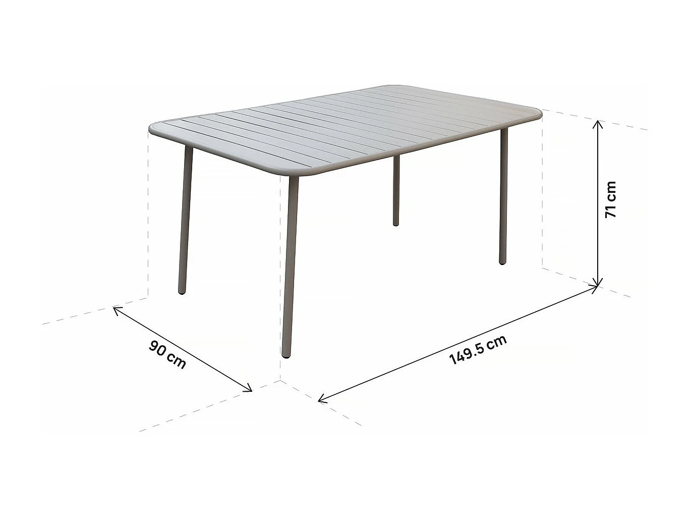 Mesa de jardim em metal Bilbao - 150 x 90 x 71 cm - Taupe