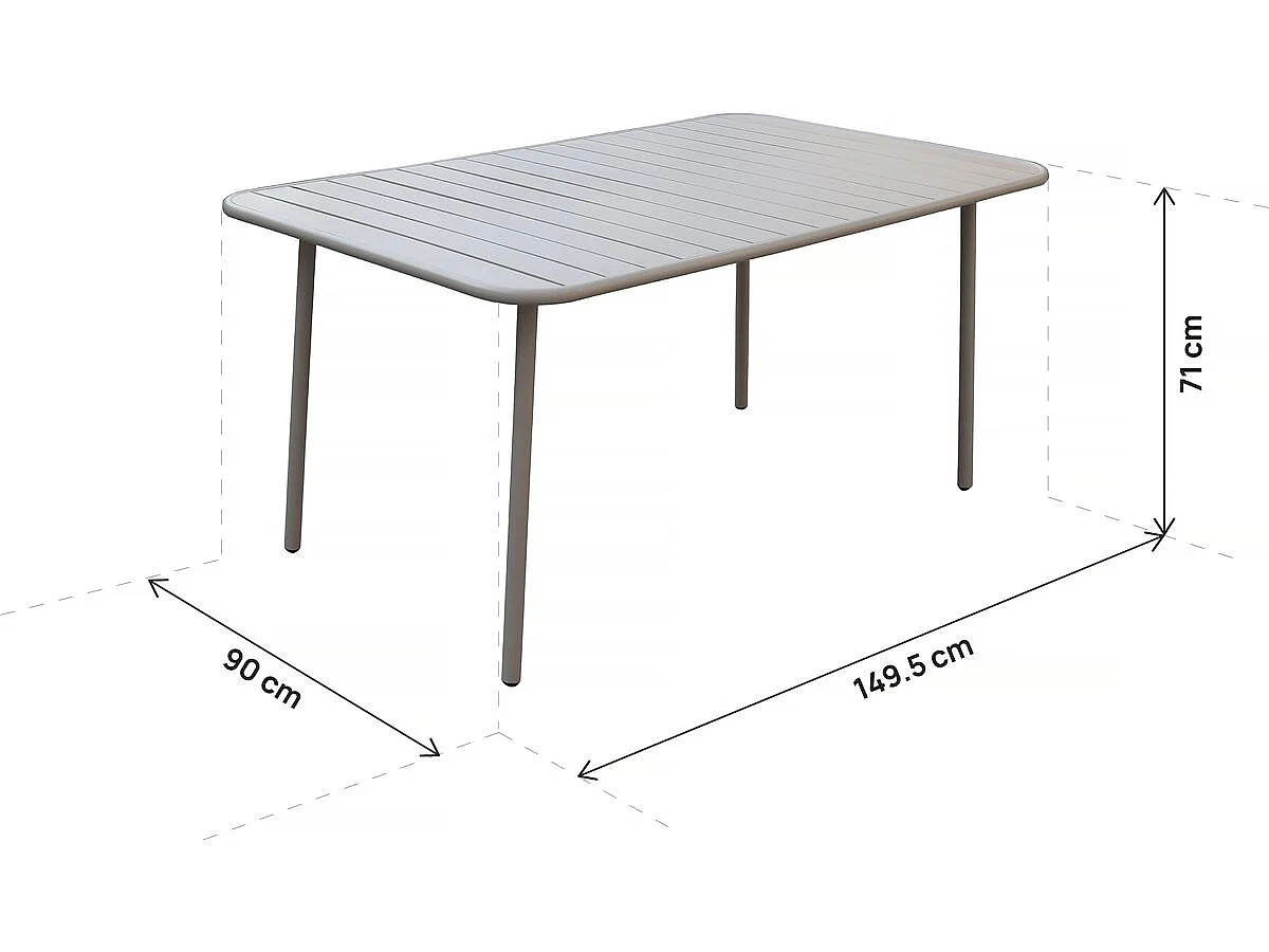 Stół ogrodowy metalowy "Bilbao" - 150 x 90 x 71 cm - Taupe