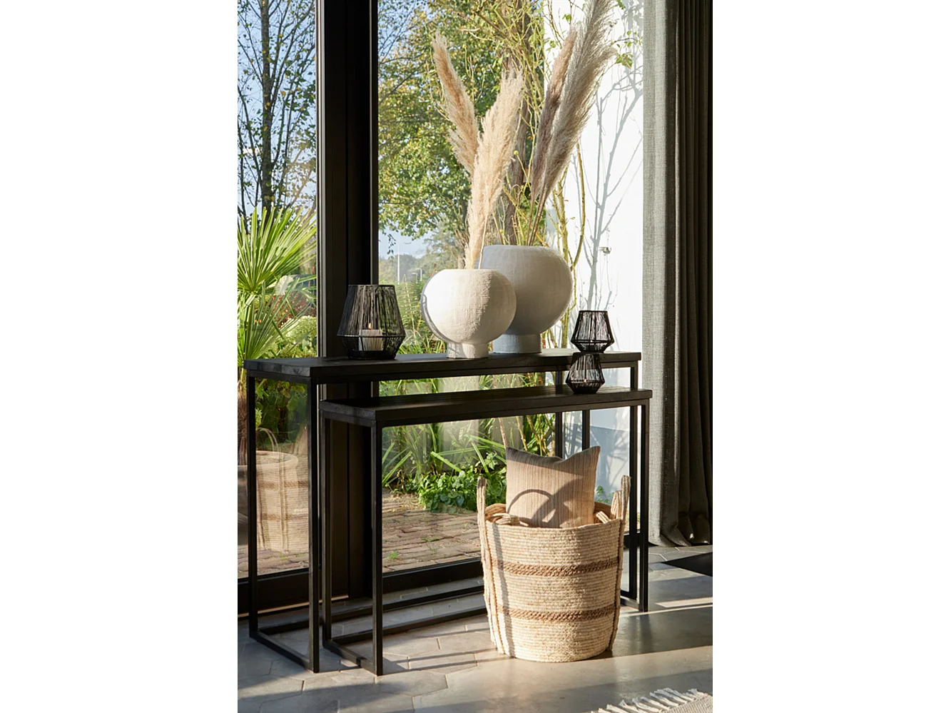 Side BRYSON - 120x40x82cm - Noir - Lot de 2