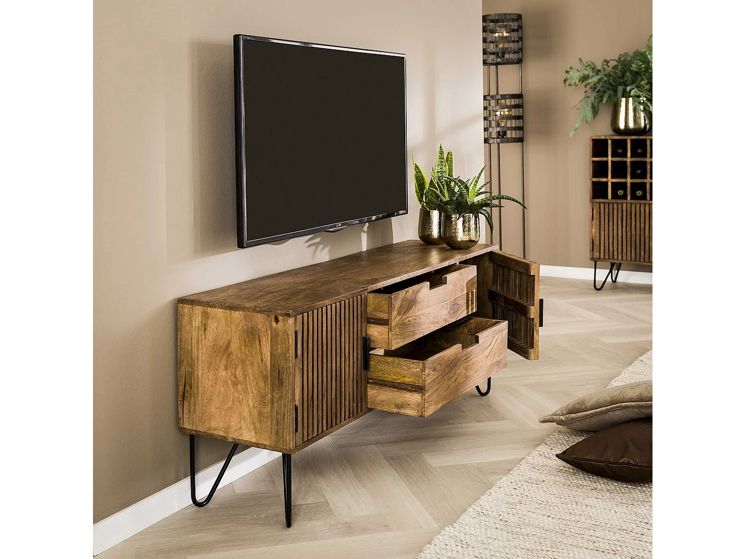 TV-meubel Tweak - Massief Mangohout - TV-kast - 135x35x55