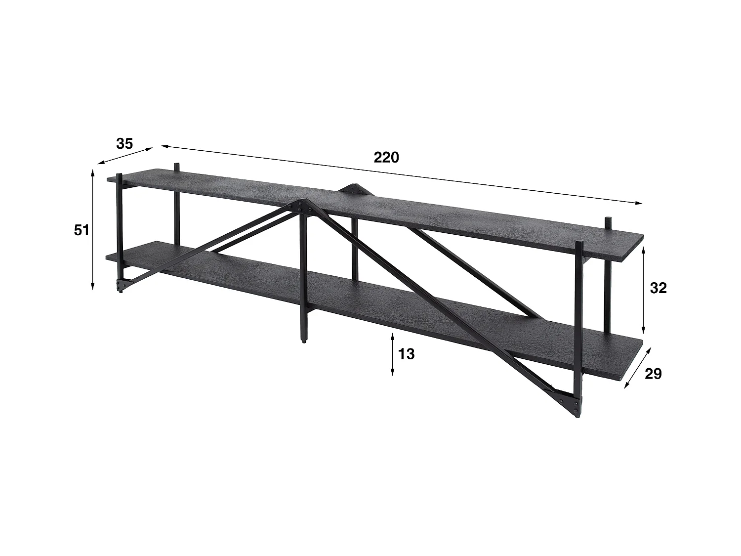 TV-meubel 220cm XL Piega - Grijs