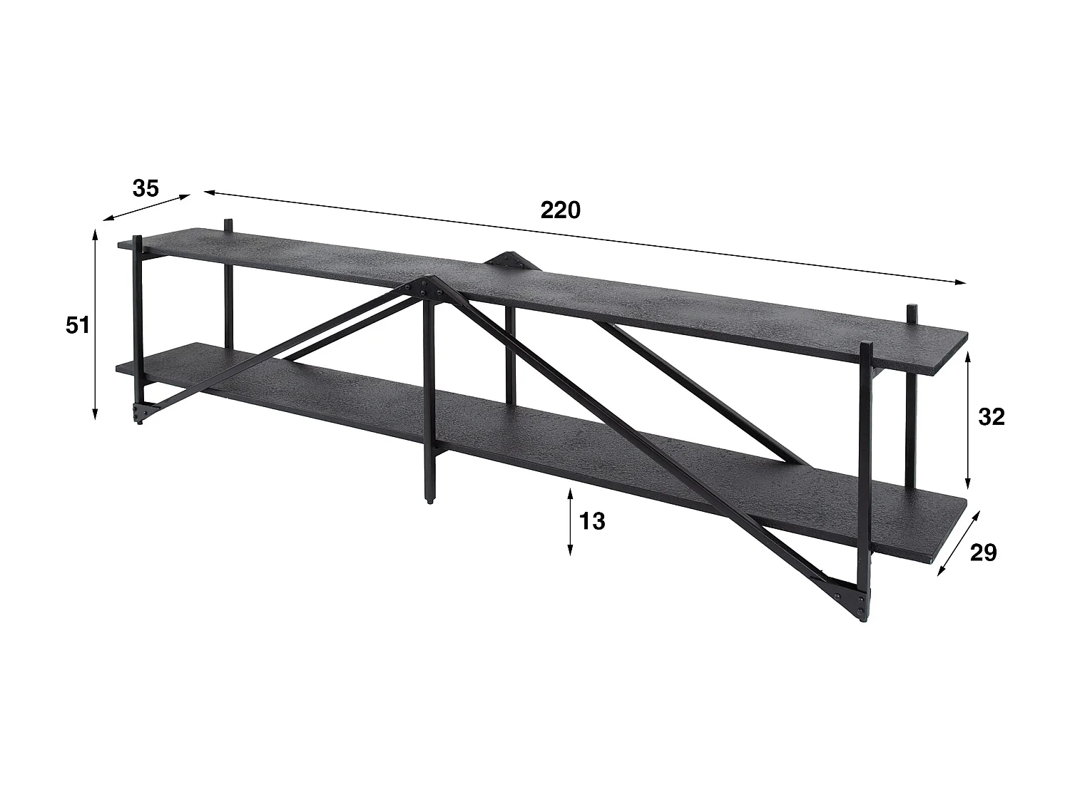 TV-meubel 220cm XL Piega - Grijs