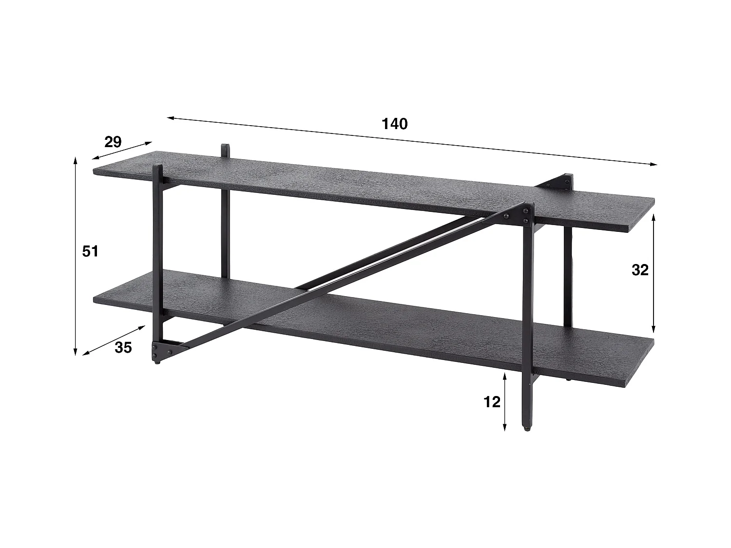 TV-meubel 140cm Piega - Grijs