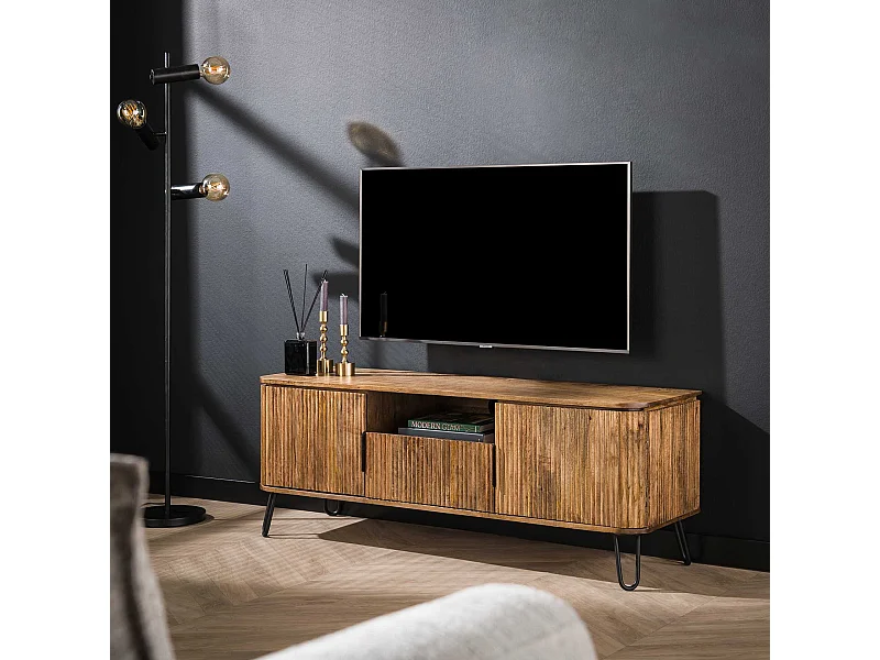 TV-meubel Wave 135cm - Mangohout - Zandkleur