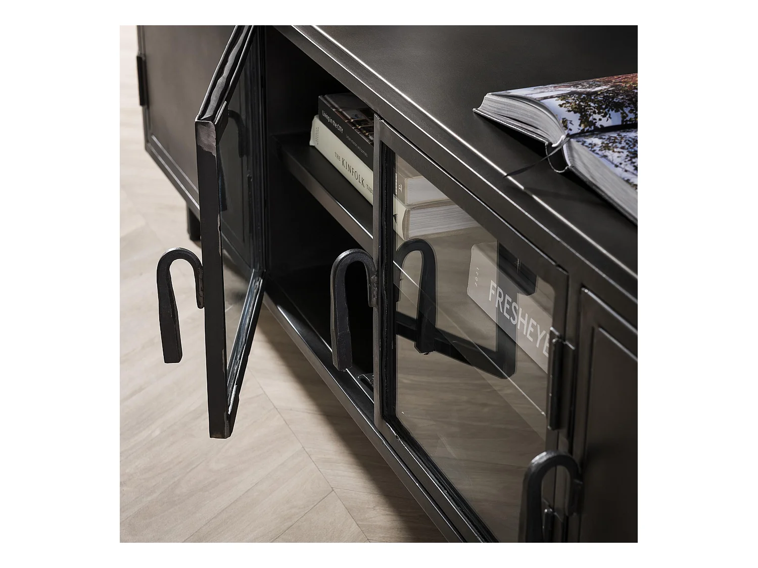 TV-meubel 180cm - Rift Metal - Gun Metal