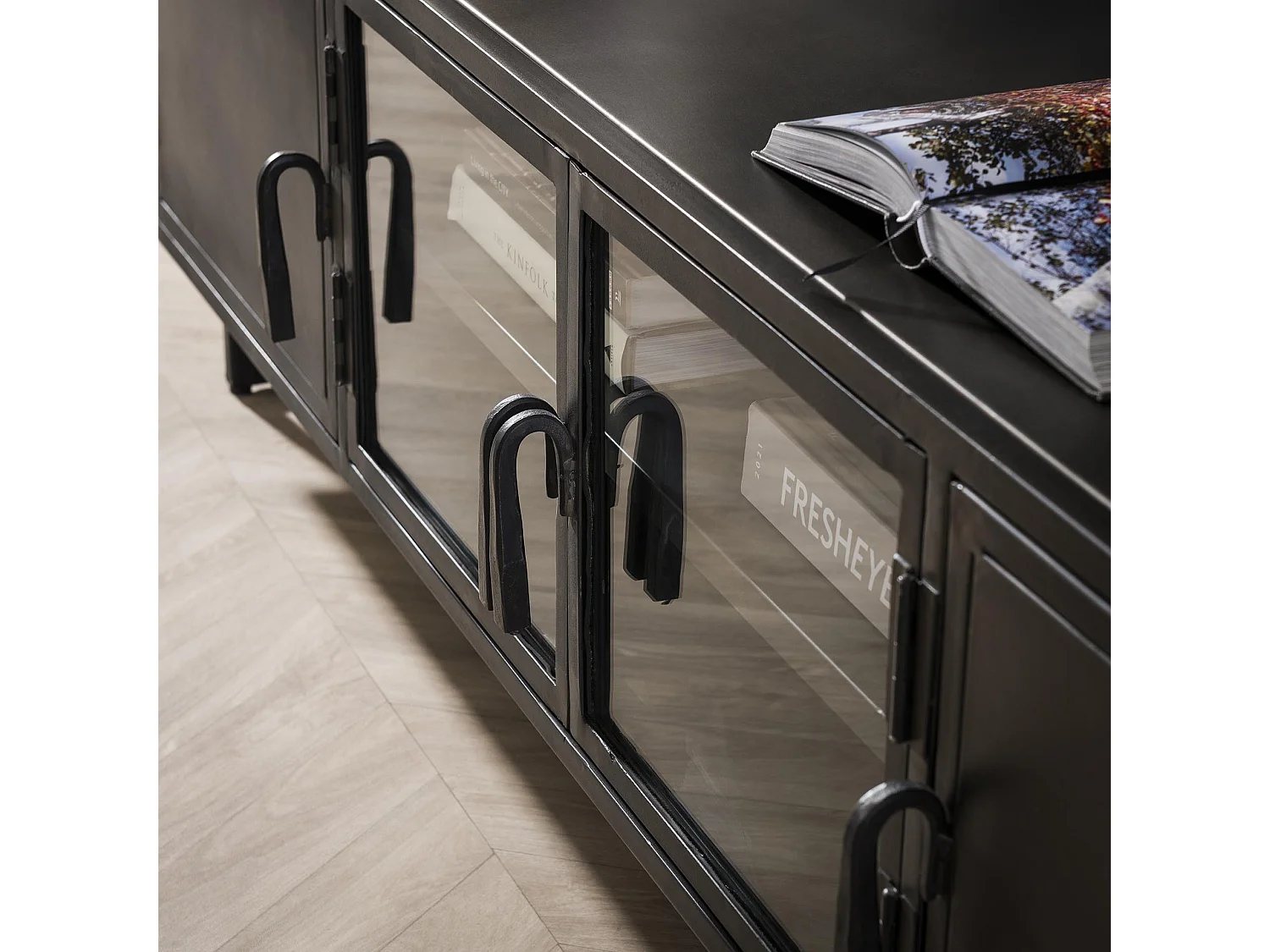 TV-meubel 180cm - Rift Metal - Gun Metal