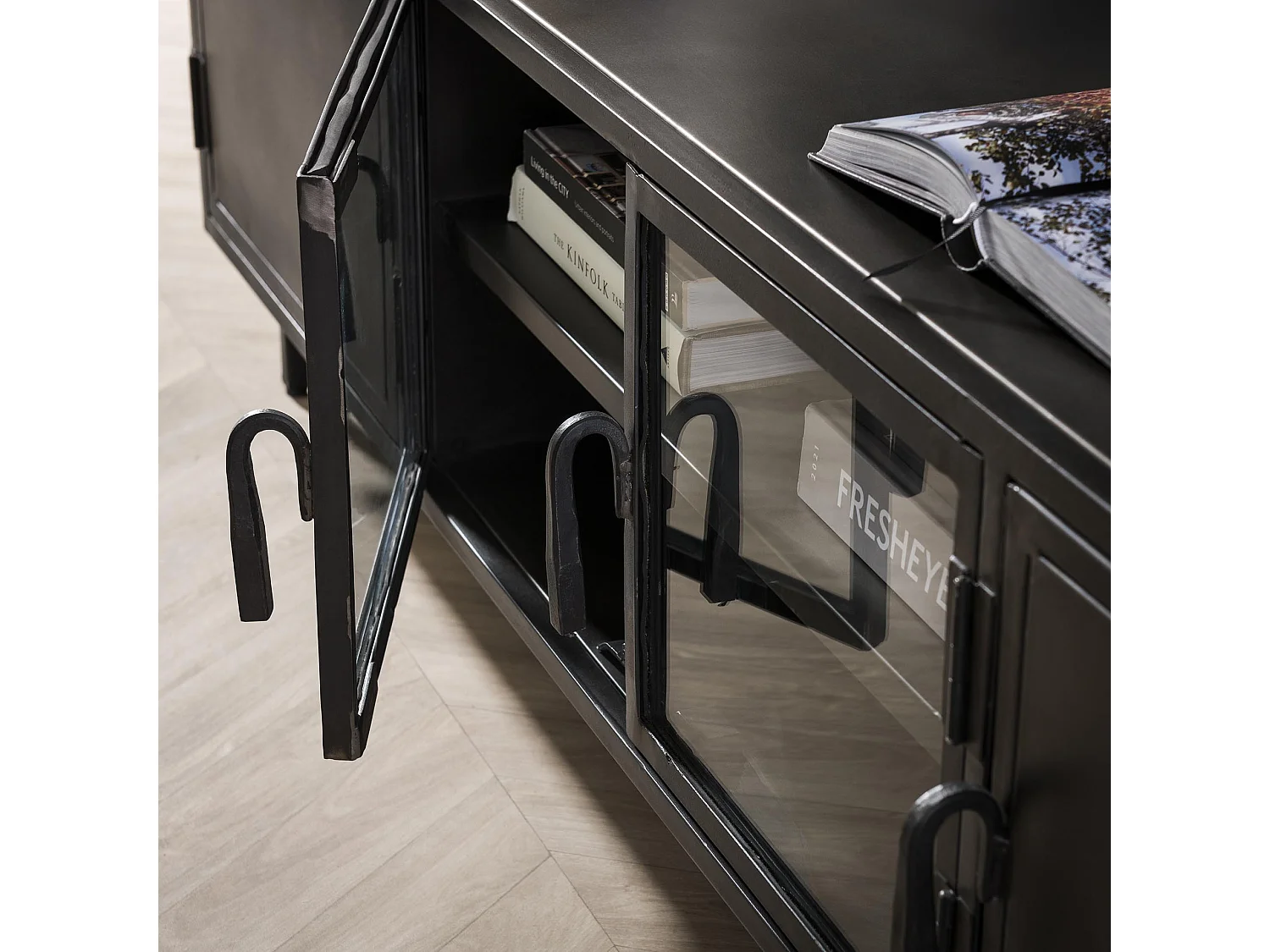 TV-meubel 180cm - Rift Metal - Gun Metal