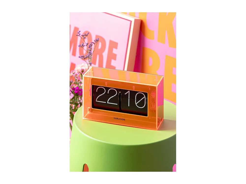 Horloge de table Boxed Flip - Orange fluo