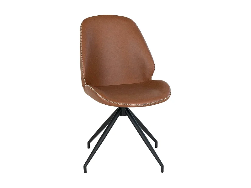 Chaise pivotante marron vintage avec surpiqure décorative (lot de 2) BERLIN