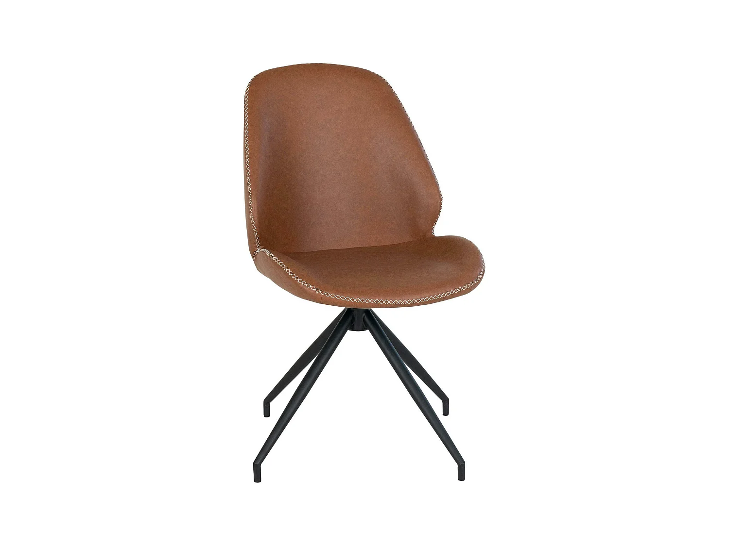 Chaise pivotante marron vintage avec surpiqure décorative (lot de 2) BERLIN