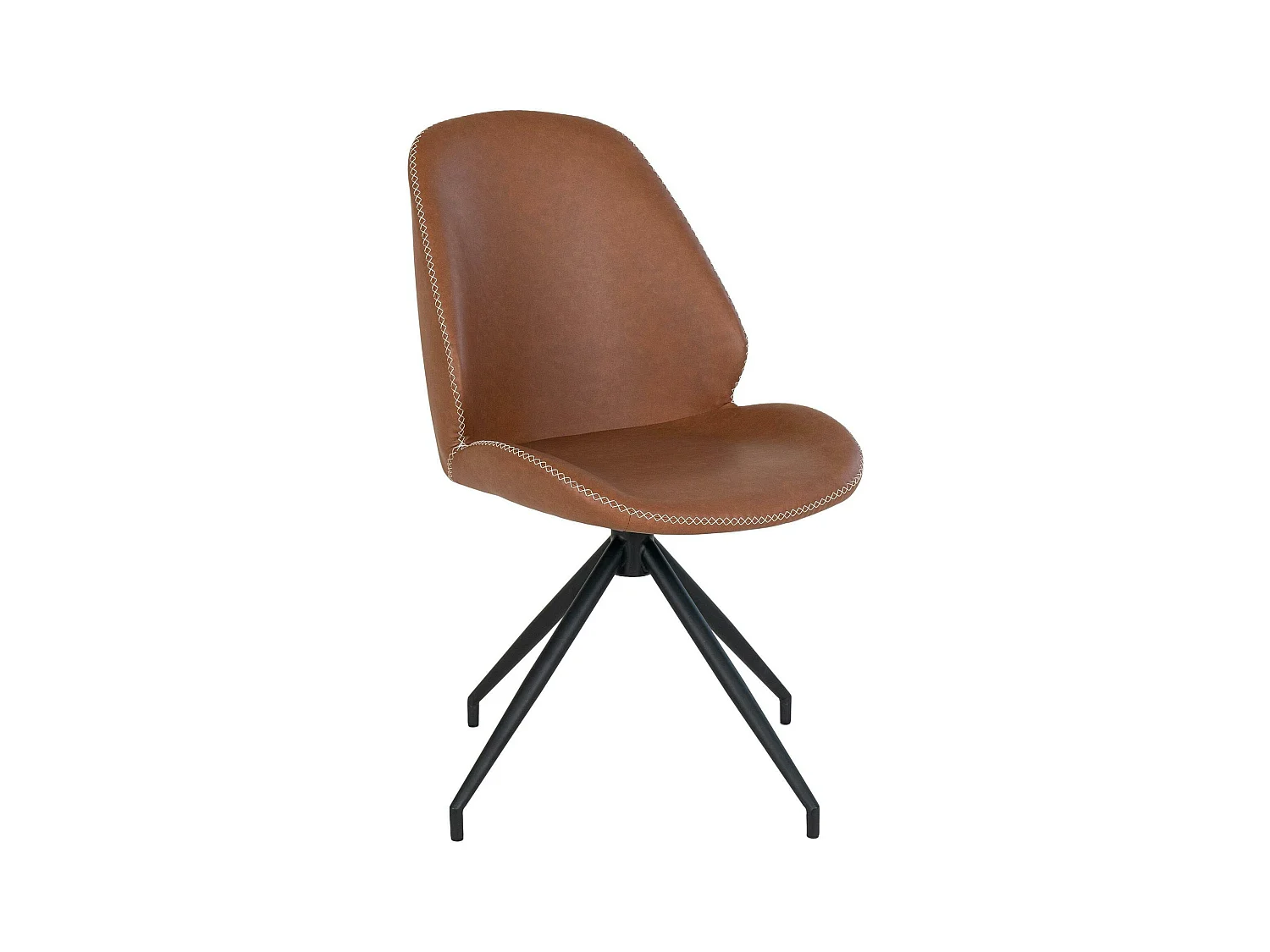 Chaise pivotante marron vintage avec surpiqure décorative (lot de 2) BERLIN