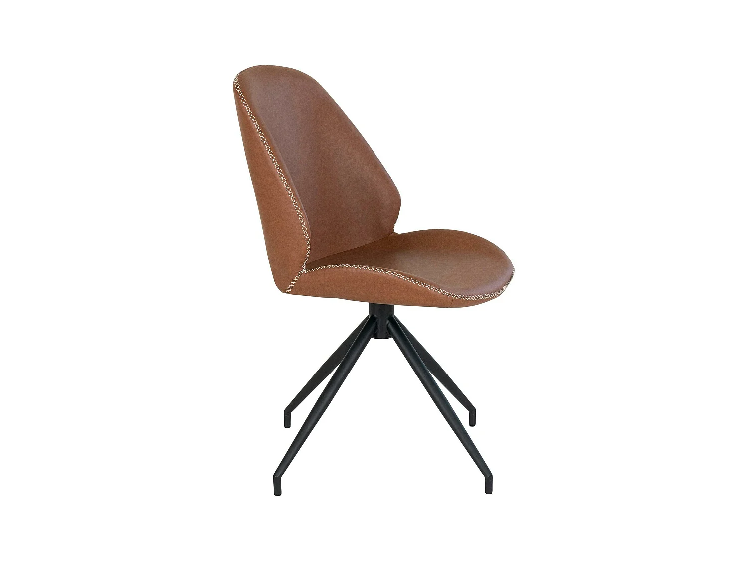 Chaise pivotante marron vintage avec surpiqure décorative (lot de 2) BERLIN