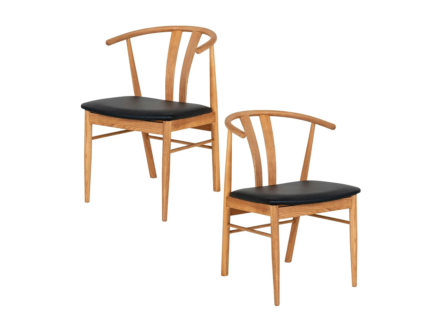 Chaise de salle à manger design en bois de chêne avec assise noire (lot de 2) BERLIN