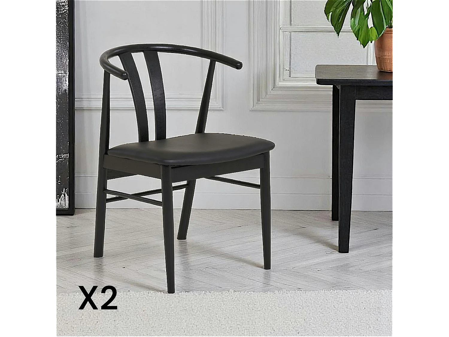 Chaise de salle à manger design noire en bois de hêtre (lot de 2) BERLIN