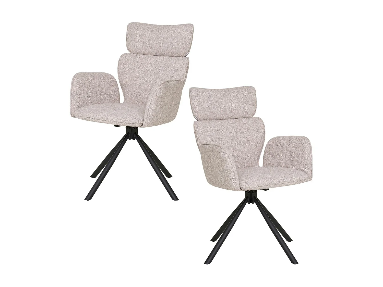 Chaise design beige avec appuie-tête et accoudoirs (lot de 2) BERLIN