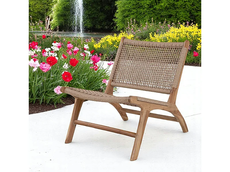 Chaise de jardin en teck avec assise en corde MENDOZA