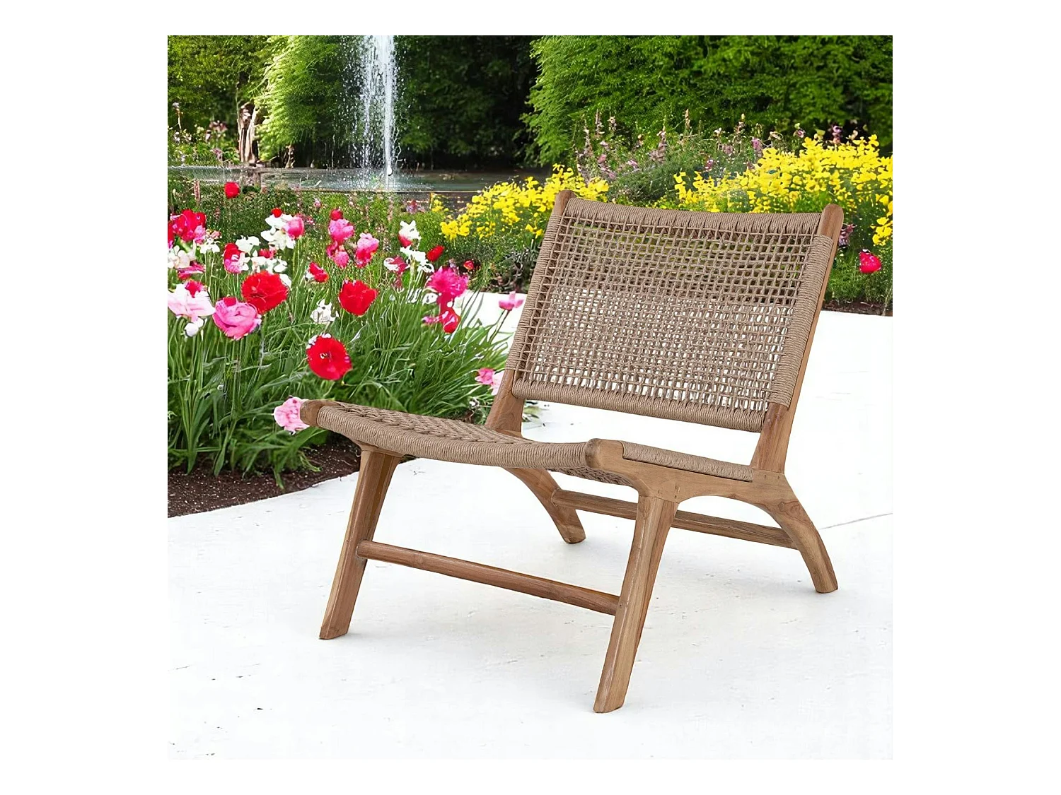 Chaise de jardin en teck avec assise en corde MENDOZA