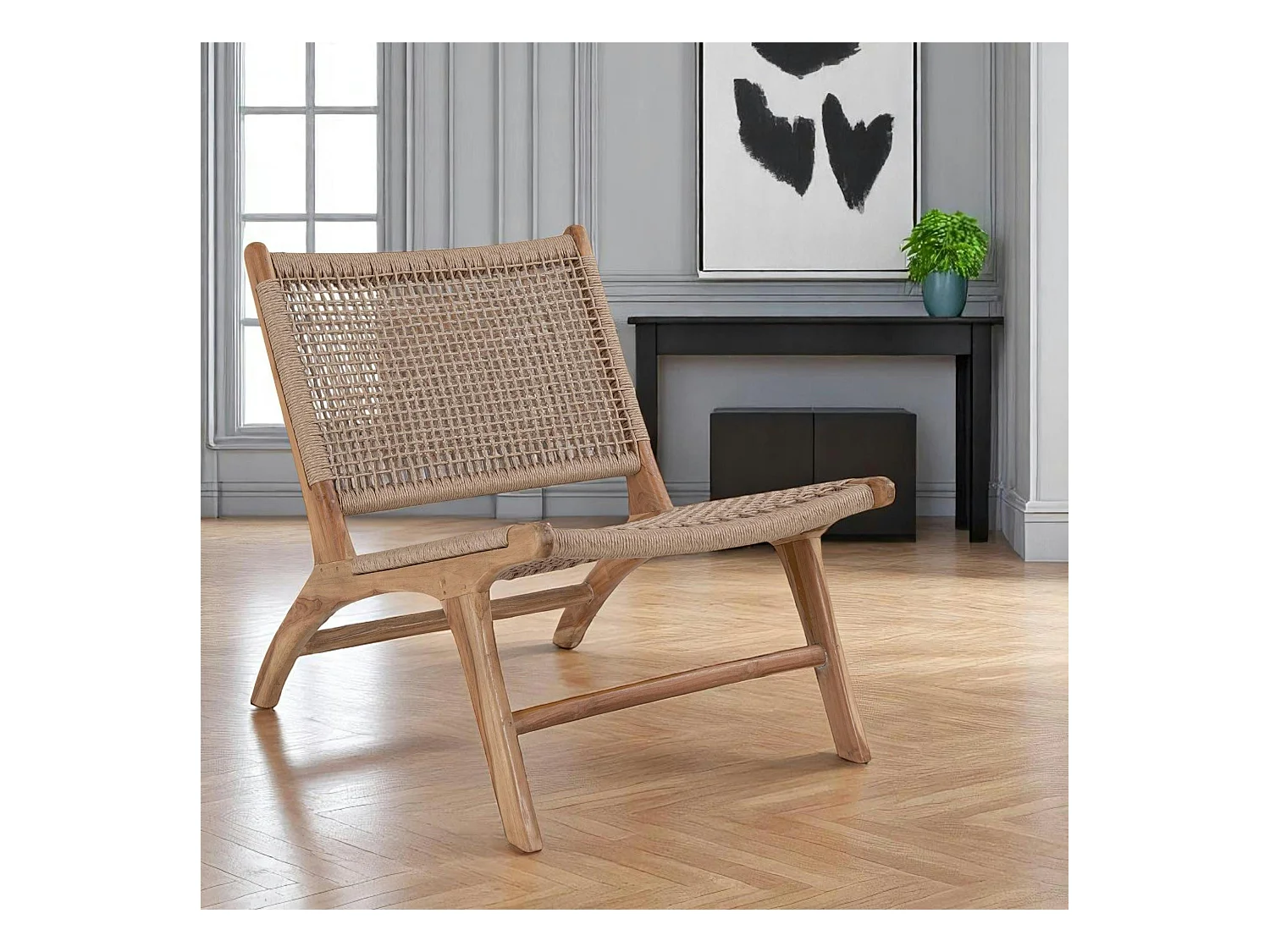 Chaise de jardin en teck avec assise en corde MENDOZA