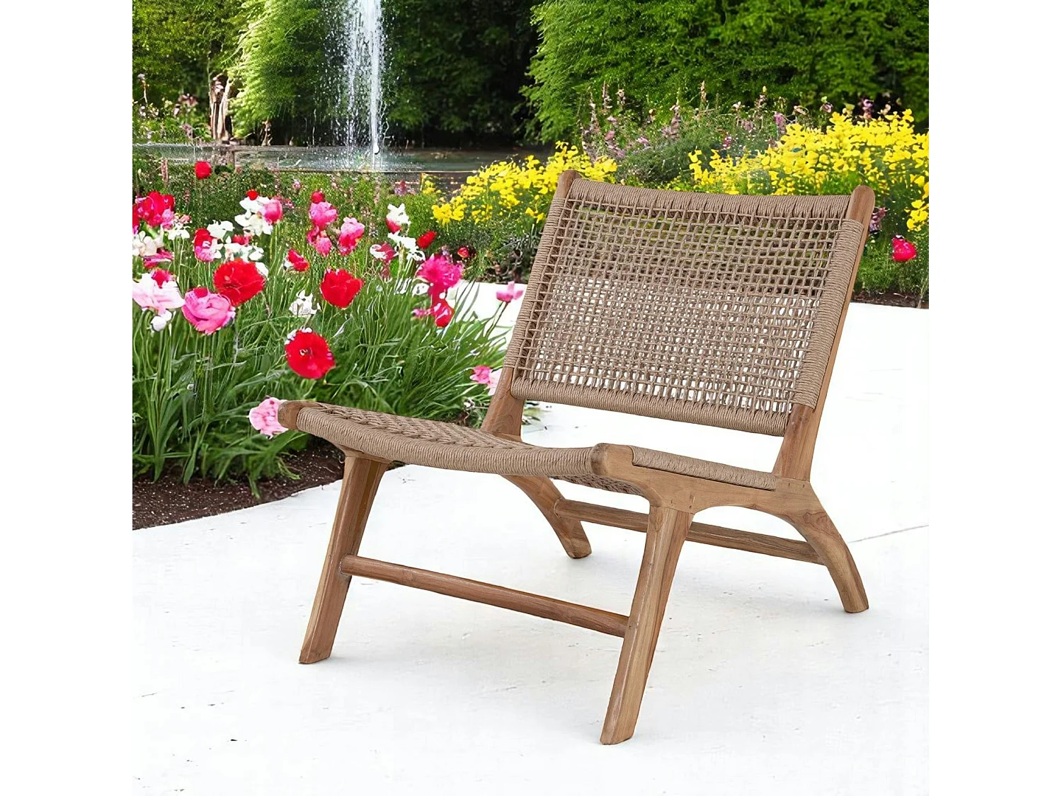 Chaise de jardin en teck avec assise en corde MENDOZA