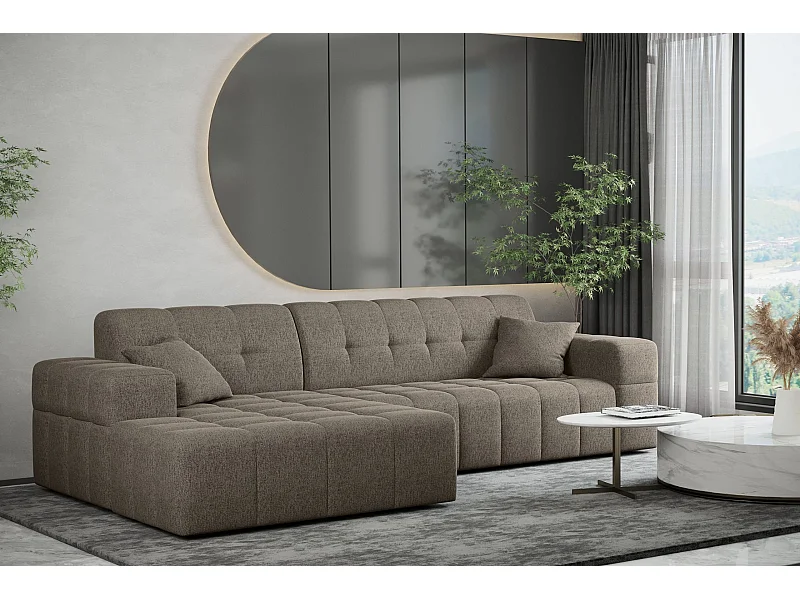 Ecksofa Eckouch Wohnzimmer NIMES Stoff Verita Dunkelbeige Links