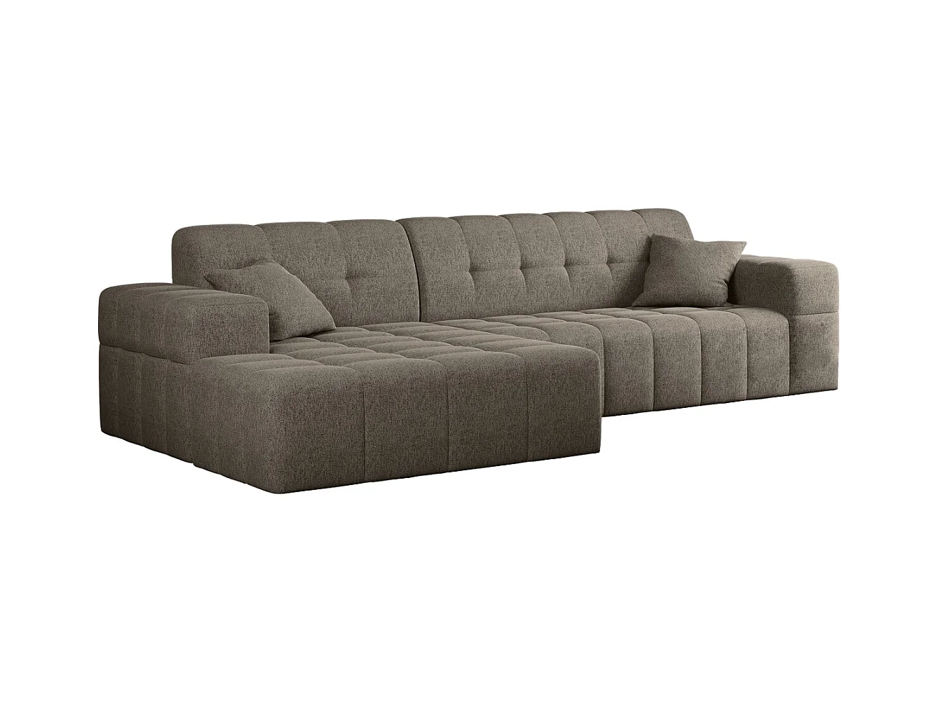 Ecksofa Eckouch Wohnzimmer NIMES Stoff Verita Dunkelbeige Links