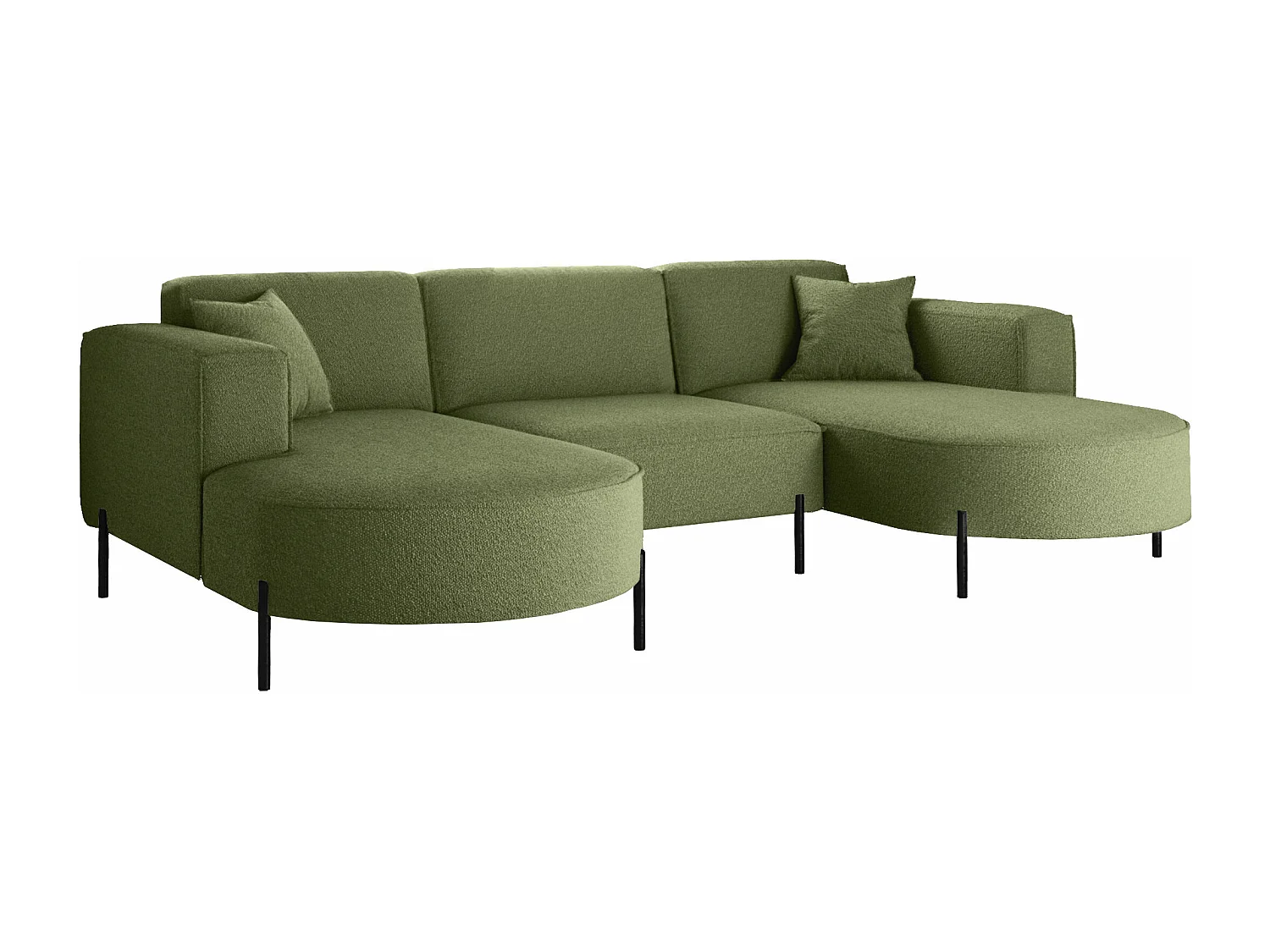 Canapé d'angle, Canapé Designer Modena U Pure tissu Quelle Olive