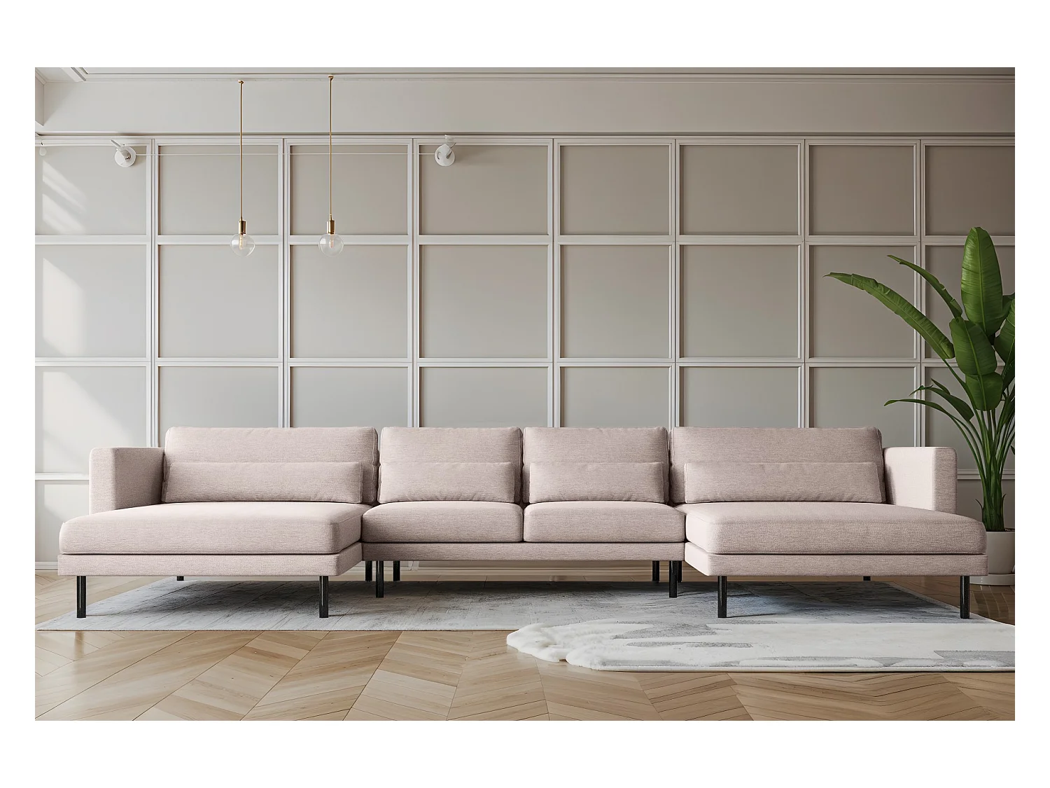 Ecksofa DANI in U-Form Stoff Verita Beige