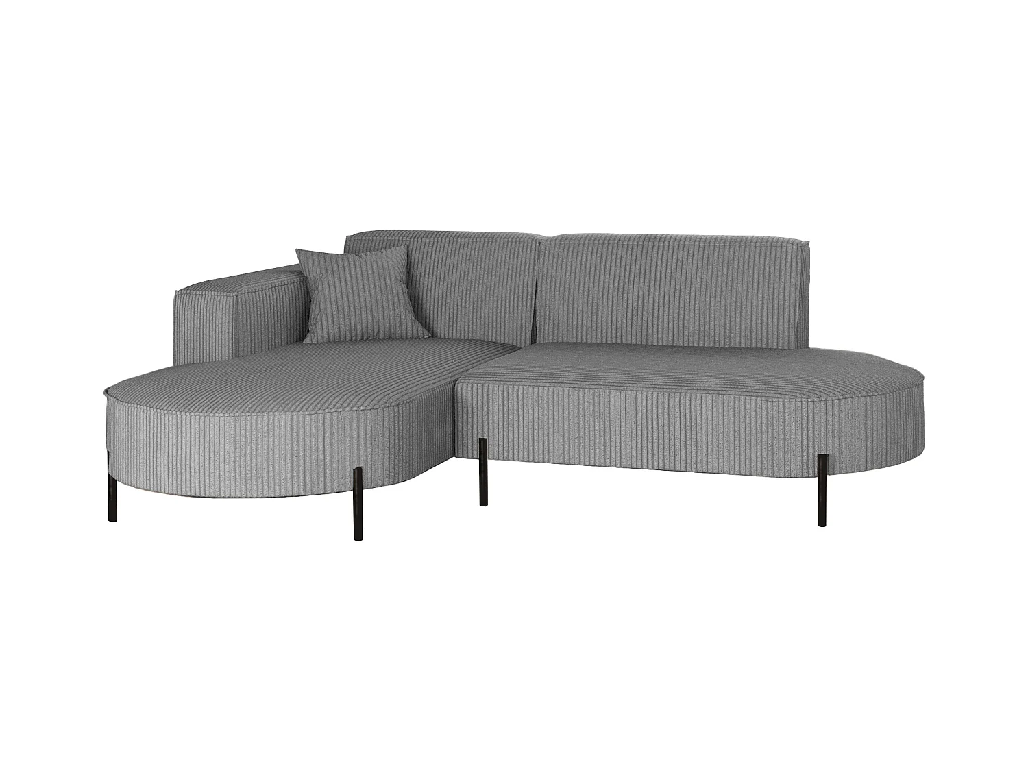 Canapé d'angle, canapé en L, designer Modena, tissu pur, Poso Silver, gauche