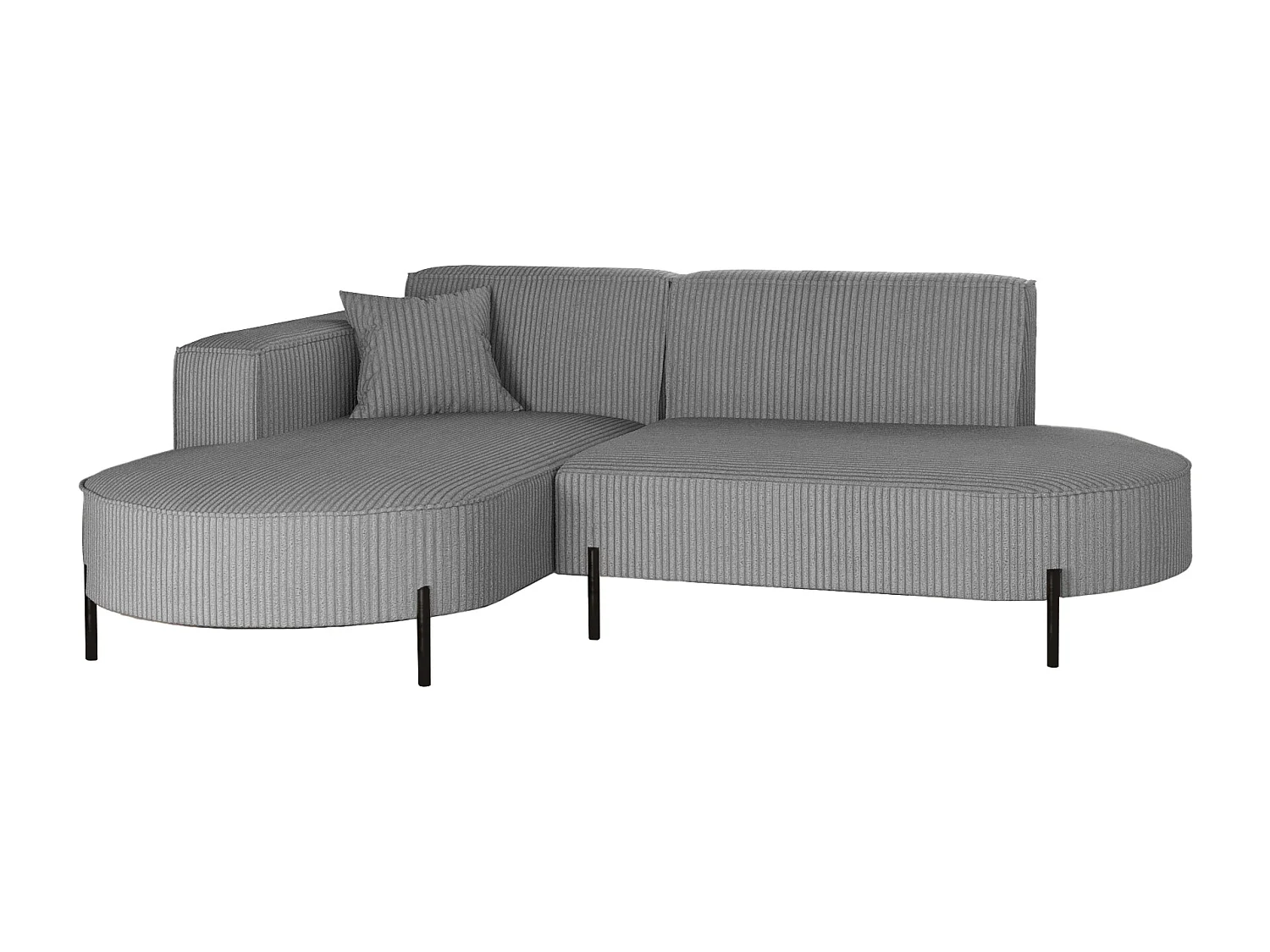 Canapé d'angle, canapé en L, designer Modena, tissu pur, Poso Silver, gauche