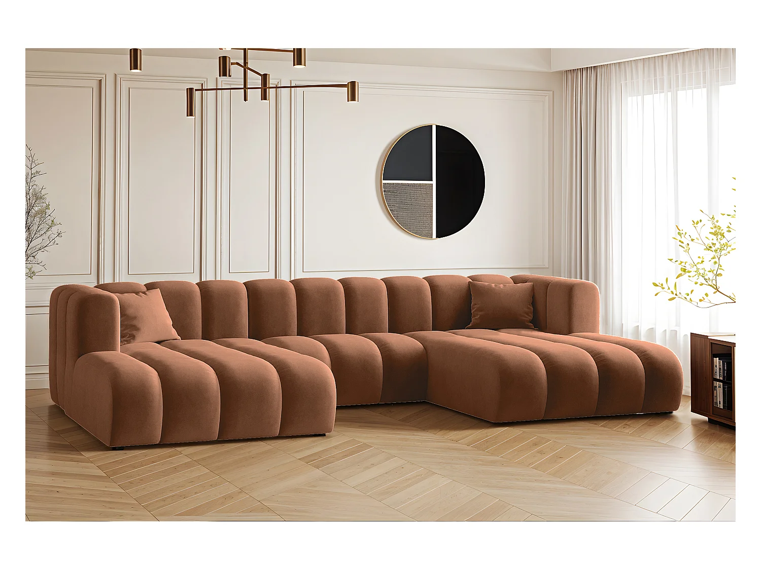 Canapé d'angle U-de Sofa Grand Modular en tissu Salvador Brown