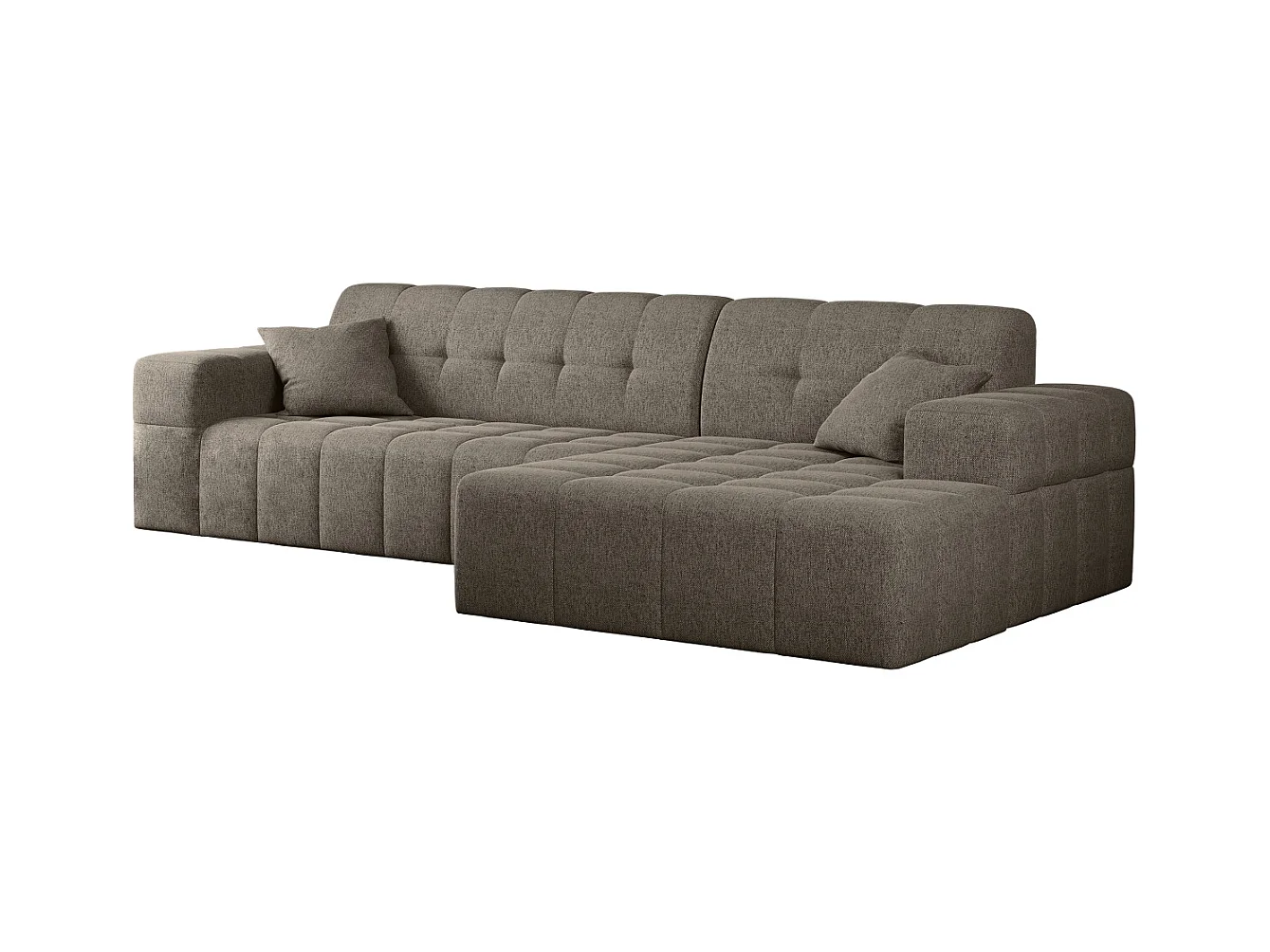 Ecksofa Eckouch Wohnzimmer NIMES Stoff Verita Dunkelbeige Rechts
