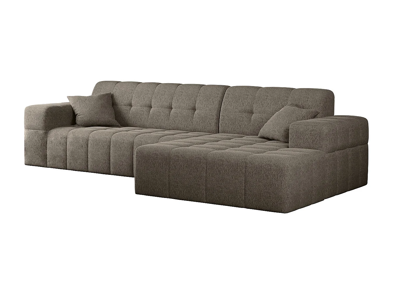 Ecksofa Eckouch Wohnzimmer NIMES Stoff Verita Dunkelbeige Rechts