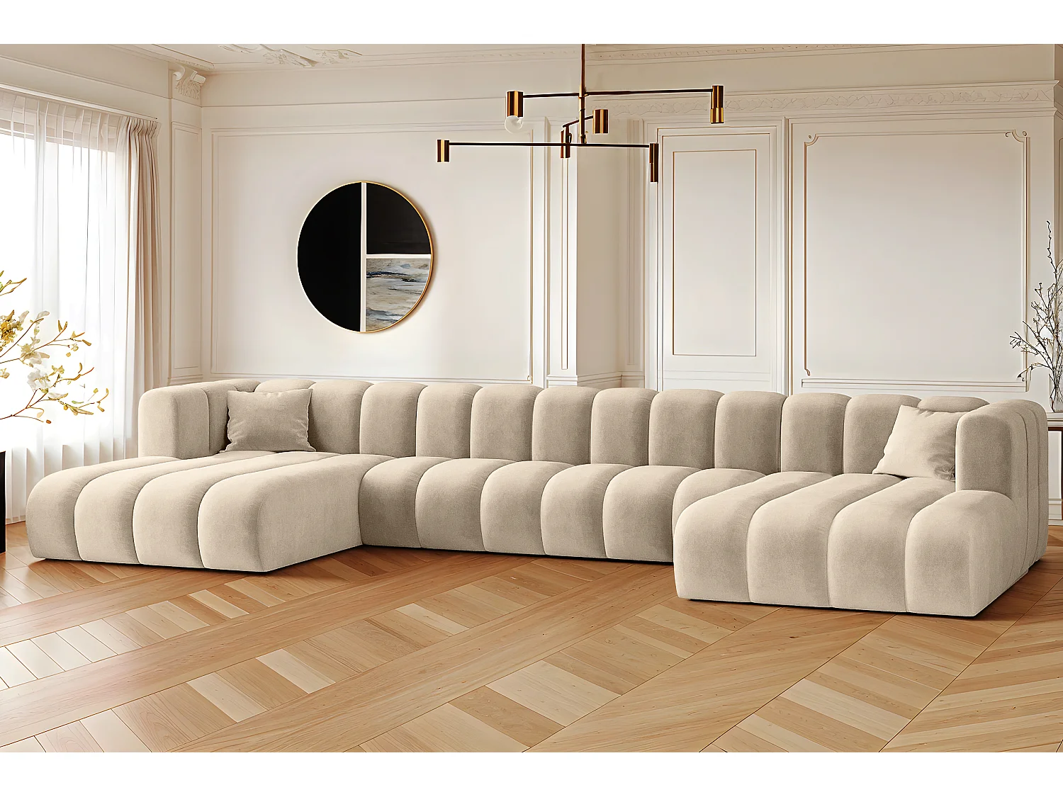 Canapé d'angle U-de Sofa Grand U XL modulable tissu Salvador Beige
