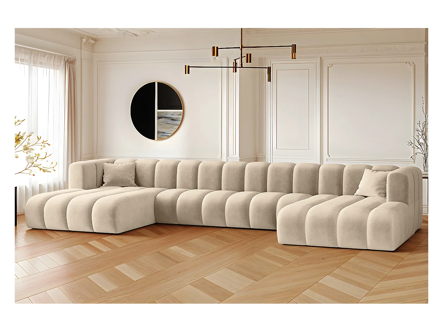 Divano angolare U-from Sofa Grand U XL tessuto modulare Salvador Beige