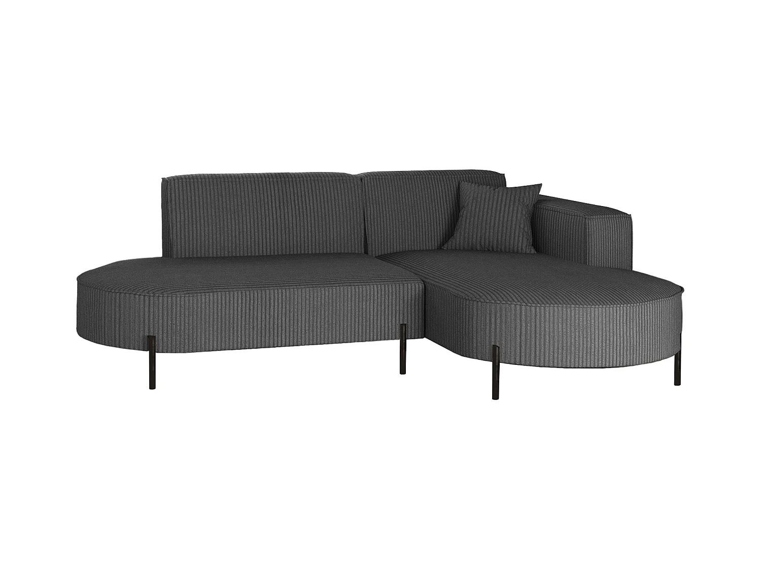 Canapé d'angle, canapé en L design Modena tissu pur Poso Graphite Droite