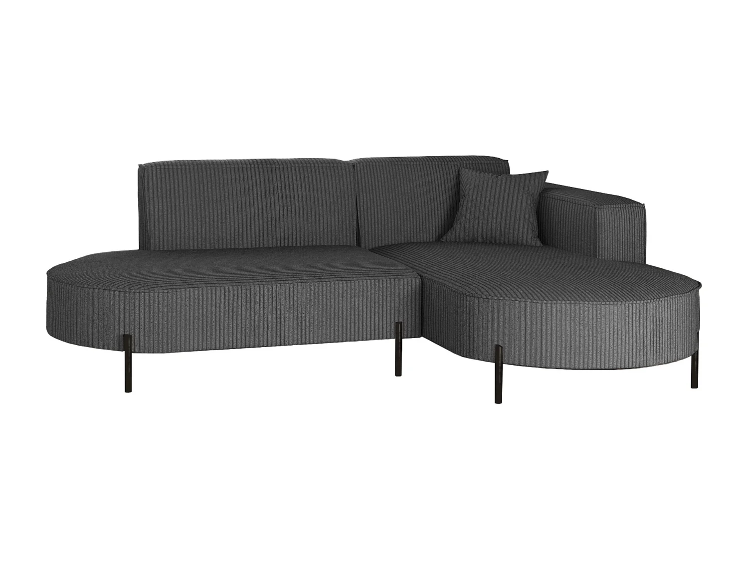 Canapé d'angle, canapé en L design Modena tissu pur Poso Graphite Droite