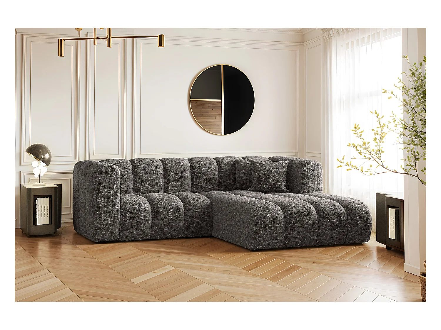 Ecksofa, L-form Sofa Grand modular stoff Haga Graphit Rechts